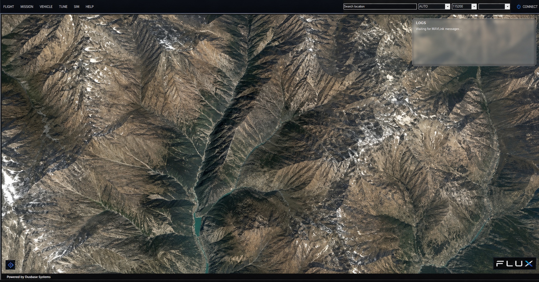 FLUX mission workspace over mountainous terrain